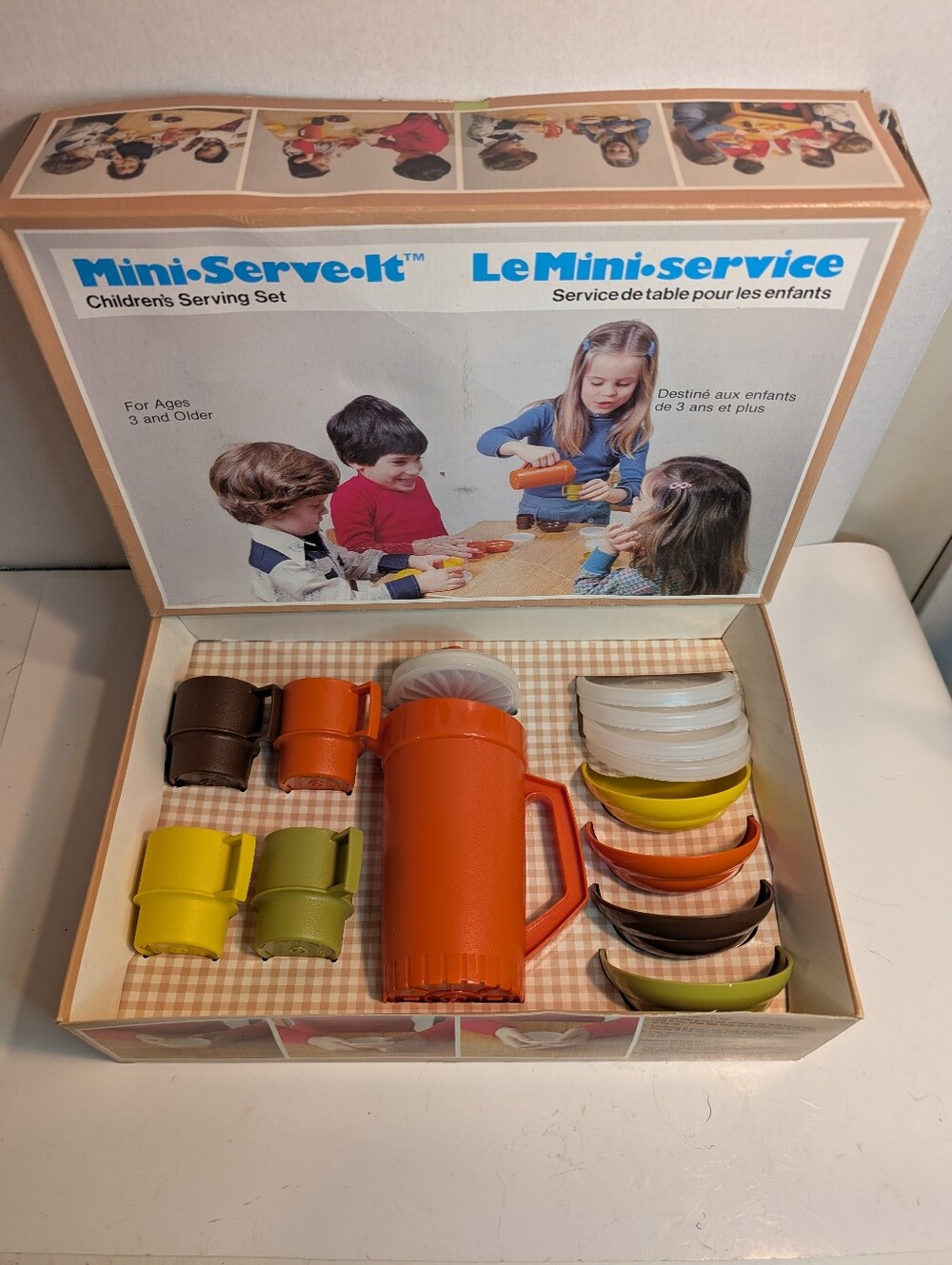 Rare English / French Box Mini Serve It Children Toy Serving Set Tupperware 1988